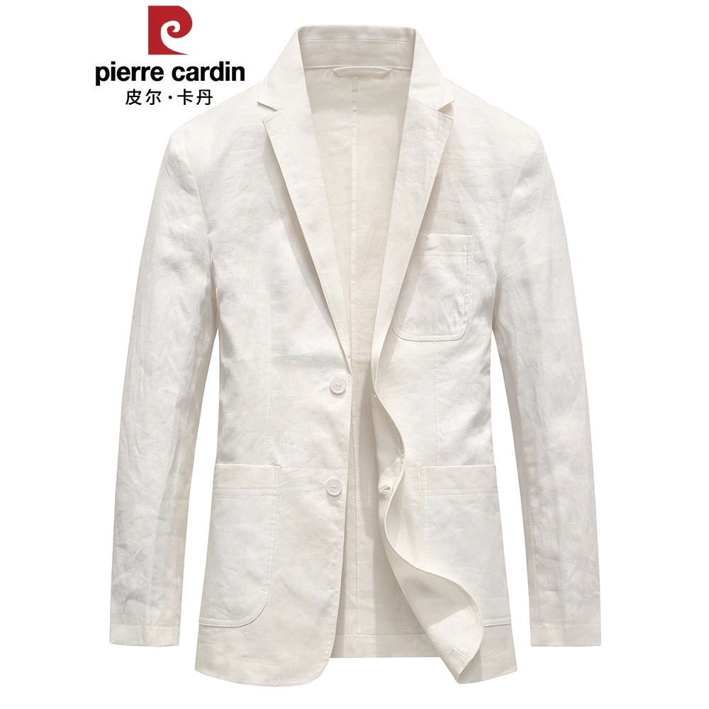 皮尔卡丹100%亚麻西服轻薄透气上衣休闲单西春夏季新款男士西服