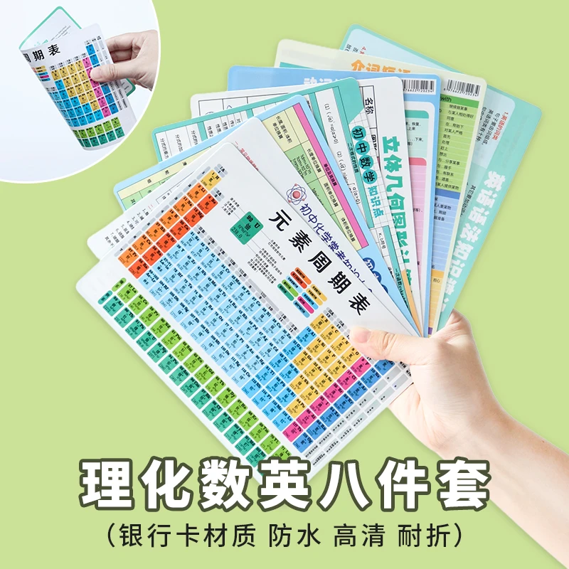 全套初中物理化学数学英语知识元素周期表化学方程式卡片教学器材