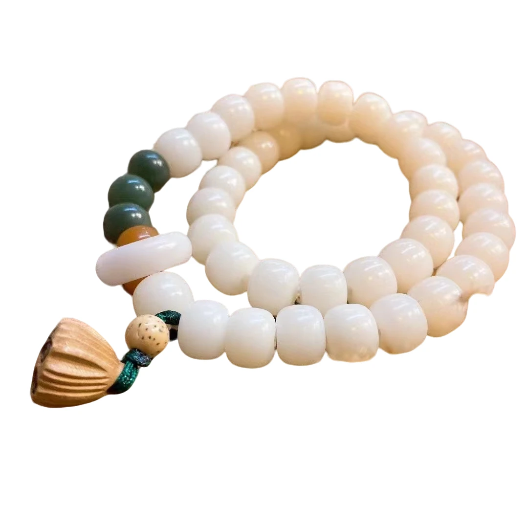 非金属树脂手链 84C0824白色手串女木质莲蓬手链百搭复古饰品