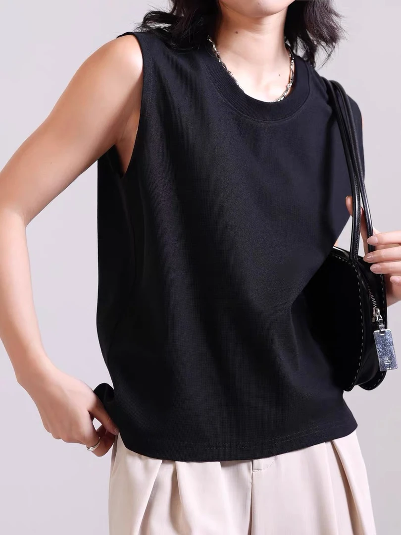 1521 华夫格坎肩背心实穿基础款舒适百搭无袖男女通穿