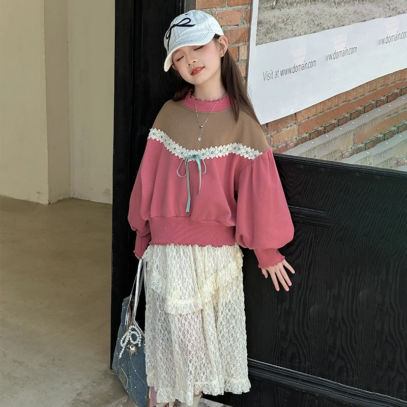 女童卫衣春秋款2025新款洋气时髦秋装上衣大童女孩长袖半身裙套装