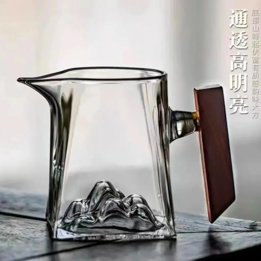 烟灰观山公道杯 耐热加厚木把分茶茶杯月牙过滤日式家用高档炫彩