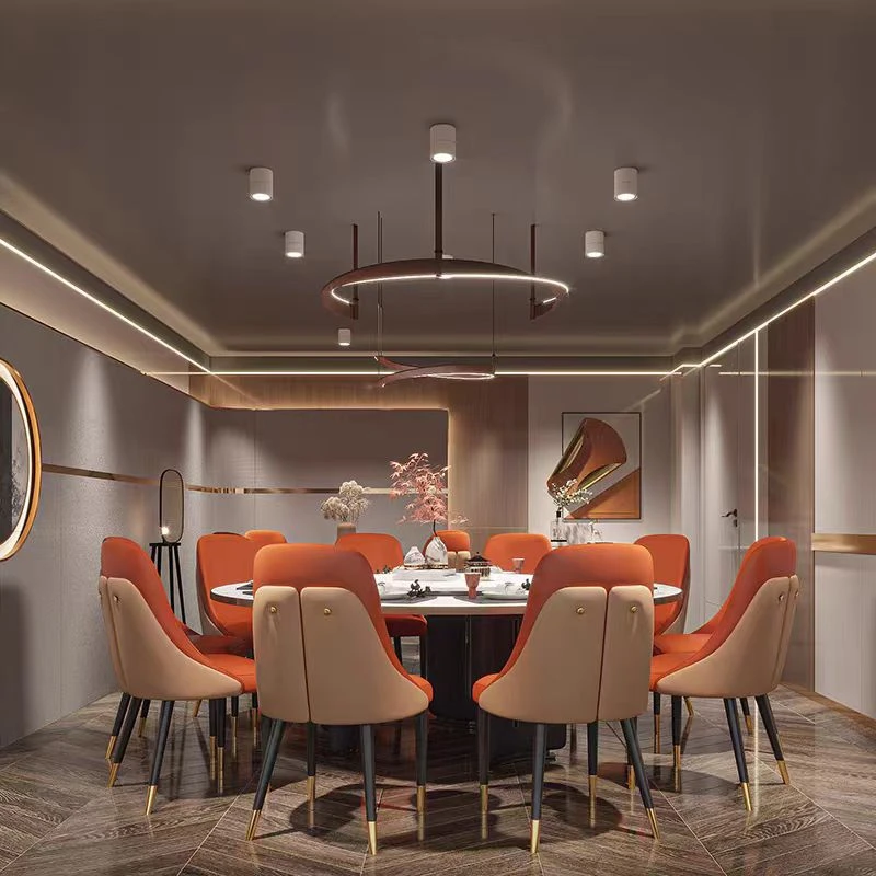 轻奢餐椅现代简约时尚餐厅包厢餐桌椅电动大圆桌商务风餐厅家具