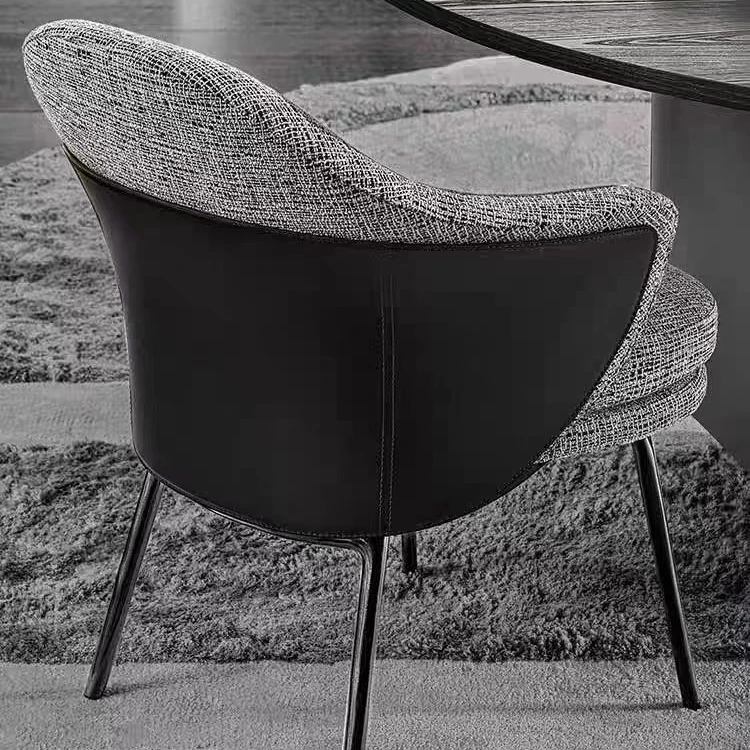 后现代意式极简餐椅轻奢简约会议样板家用金属皮餐椅书椅会客椅