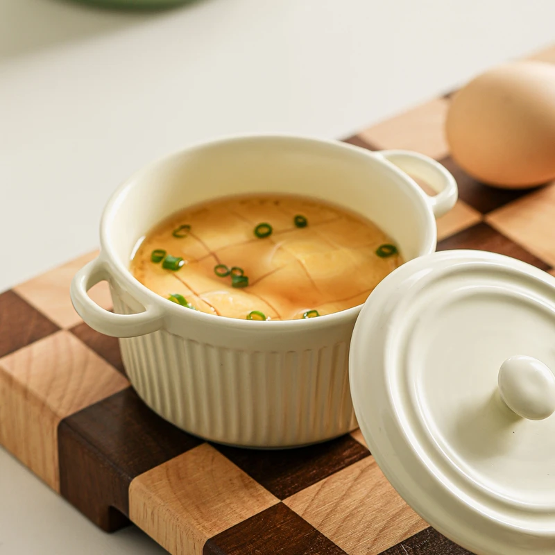 陶瓷炖盅隔水炖家用带盖小瓦罐煲煨汤罐一2人份蒸菜鸡蛋羹专用碗