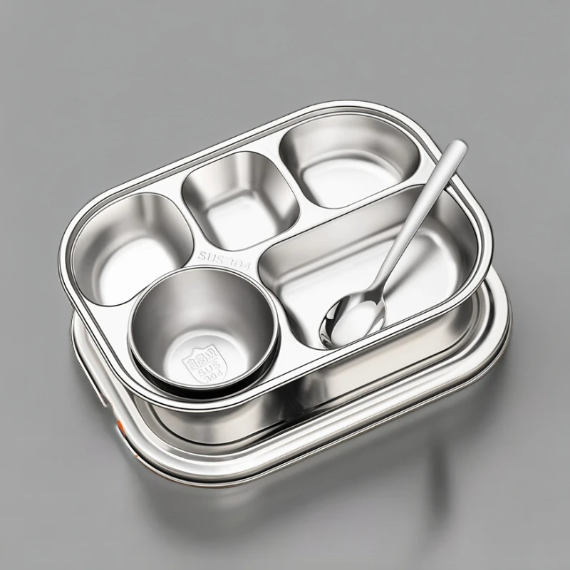 食品级316不锈钢饭盒餐盘分格大人儿童上班族食堂打饭专用快餐盒