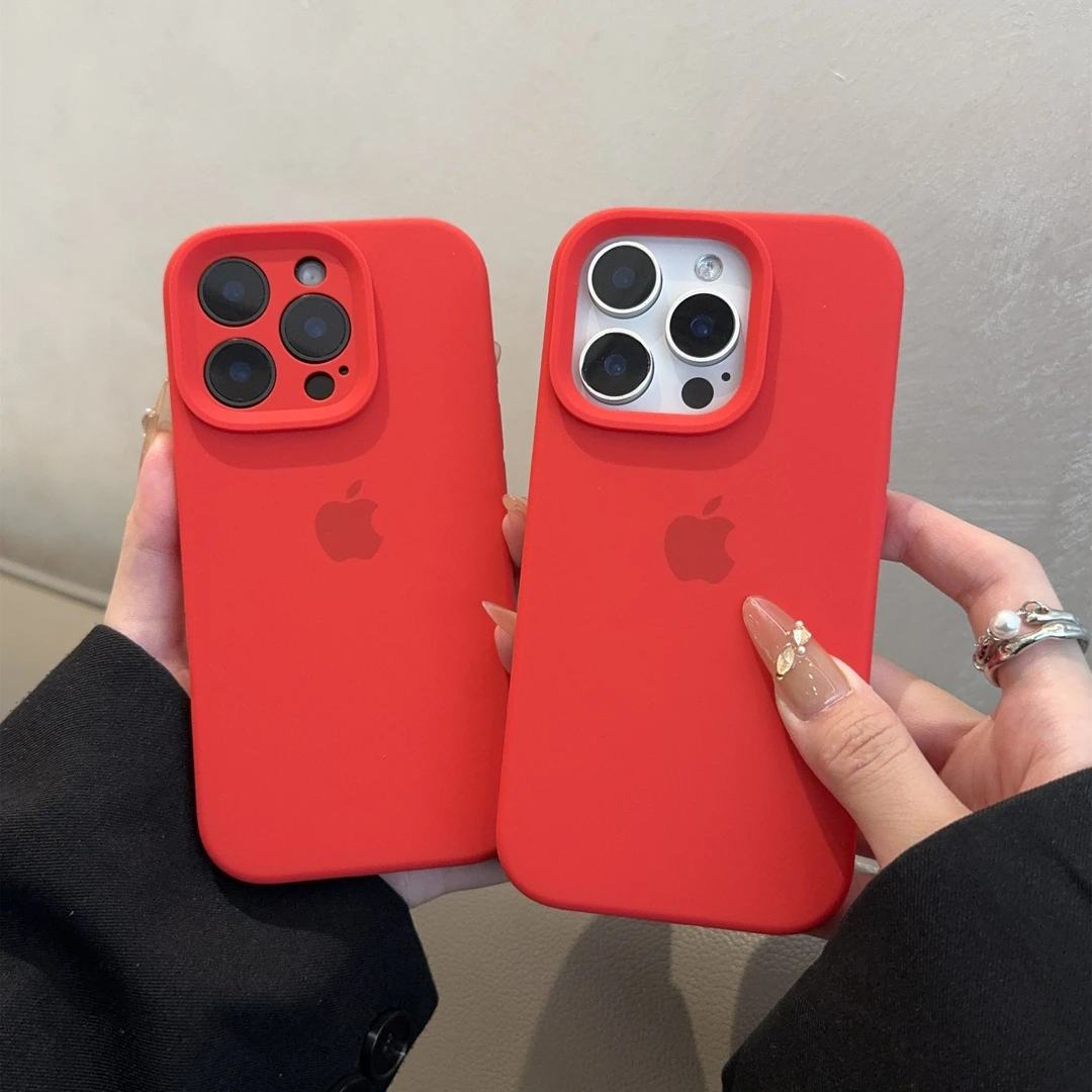 中国红适用苹果手机壳15液态硅胶iphone14简约13纯色1211