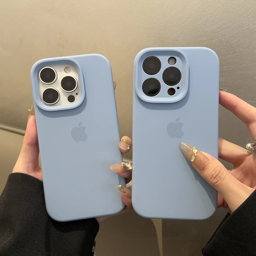 薄雾蓝适用苹果手机壳15液态硅胶iphone14简约13纯色1211