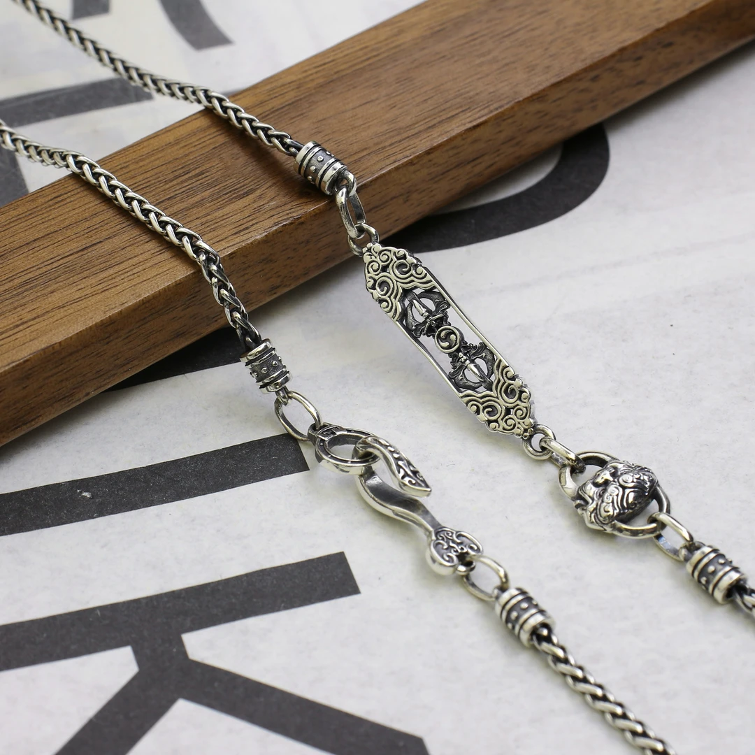 链子925银 祥云侧身项链如意扣复古藏氏民族风格小众设计