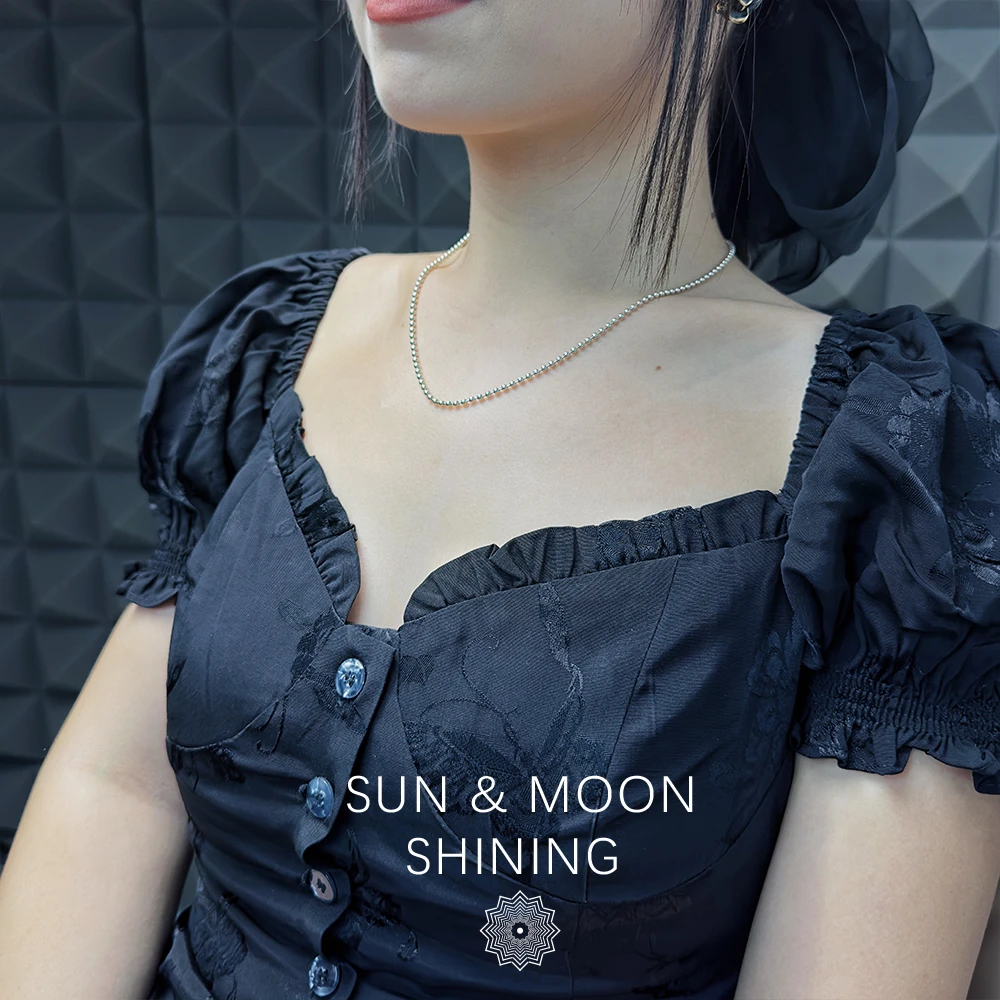 链子925银 2mm圆珠男女情侣韩版毛衣链时尚经典百搭光面珠珠项链