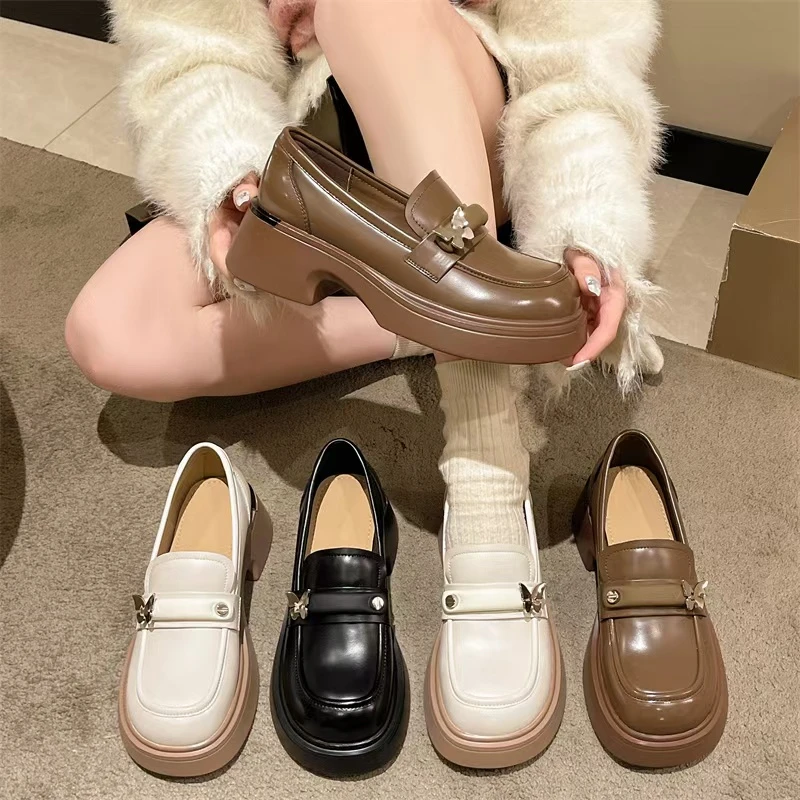 时尚洋气金属蝴蝶真皮乐福鞋单鞋MY-8099