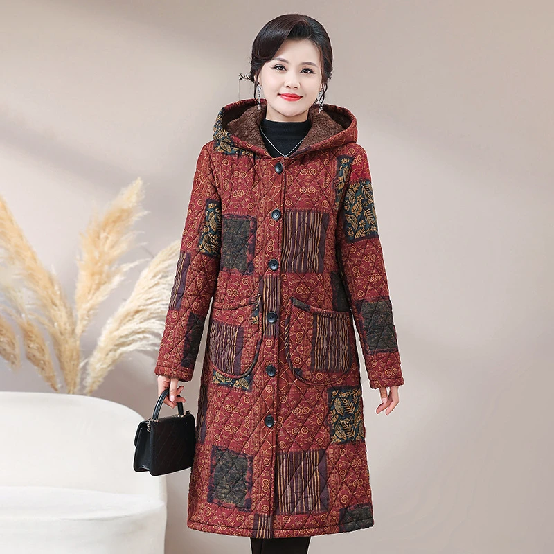 啄木鸟中老年女装棉服时尚休闲百搭气质2024秋冬季新款老年人保暖