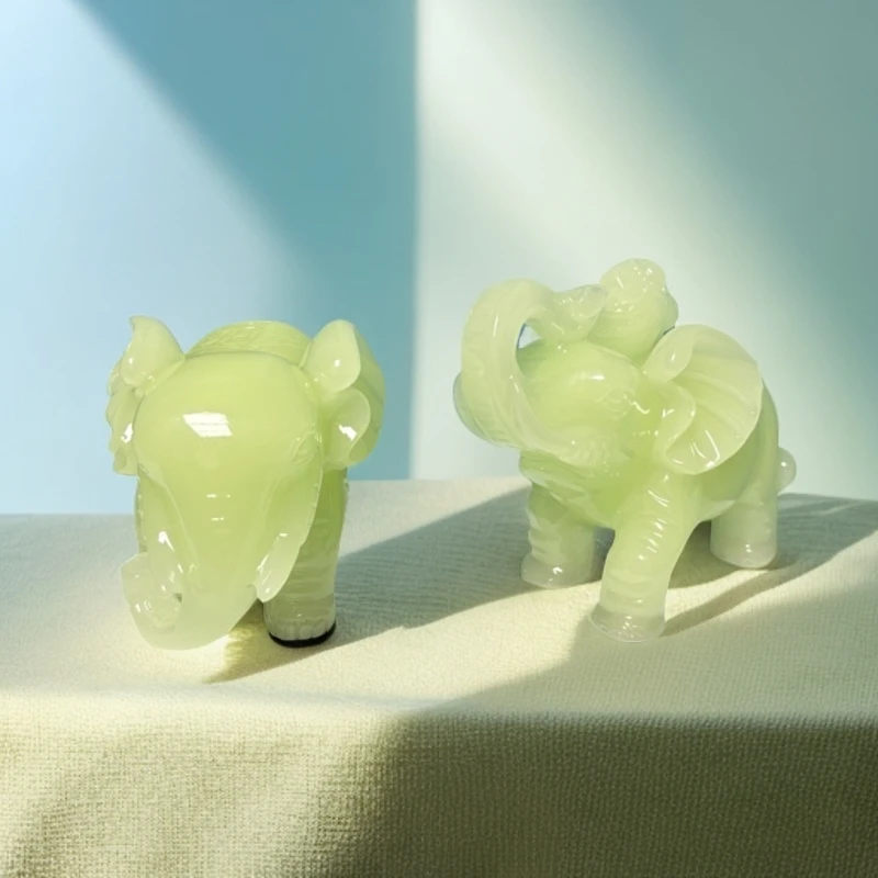 长15高12公分玉小象一对玄关酒柜博古架电视柜办公桌工艺品摆件