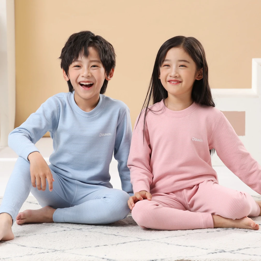 儿童保暖衣套装儿童秋衣秋裤冬季双面德绒男童打底衫小孩女童内衣