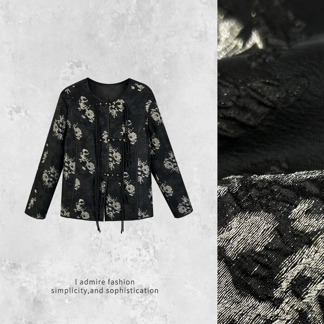 温温【云烟记】中式提花盘扣外套女秋季压褶国风小外套上衣222