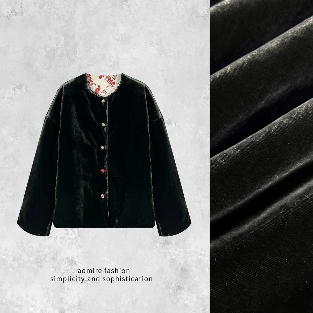 温温【枫锦】棉服双面穿真丝丝绒女中式冬季外套复古国风棉衣407631