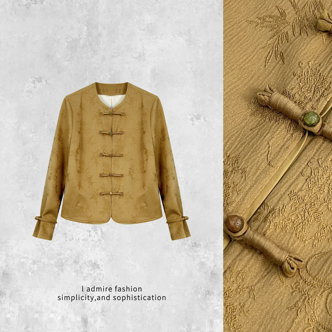 温温【金陵梦】新中式盘扣外套立体刺绣纯色秋新款气质上衣 8244