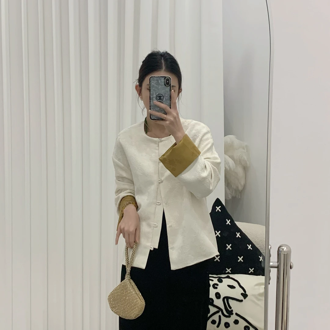 紫君冉【欢喜】人丝提花国风外套圆领女春季气质高级感新中式上衣30