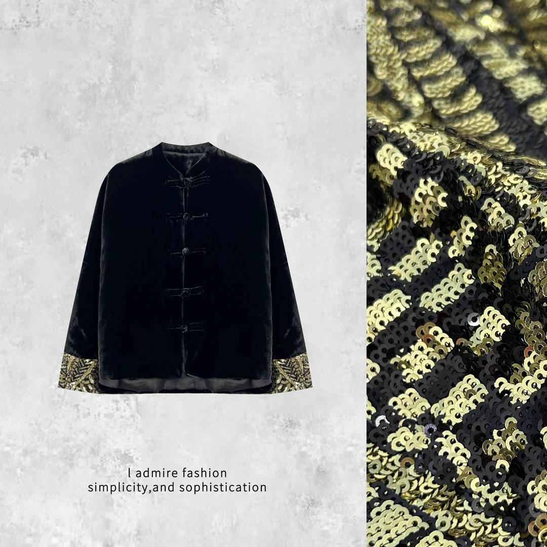 温温【月光曲】棉服真丝丝绒女秋冬新中撞色立领国风气质上衣518057