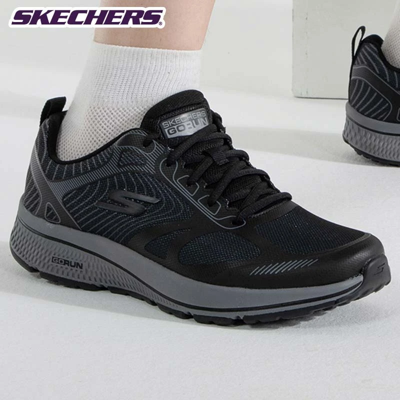 SKECHERS/斯凯奇男鞋新款运动鞋轻便休闲鞋耐磨跑步鞋220035-BKGY