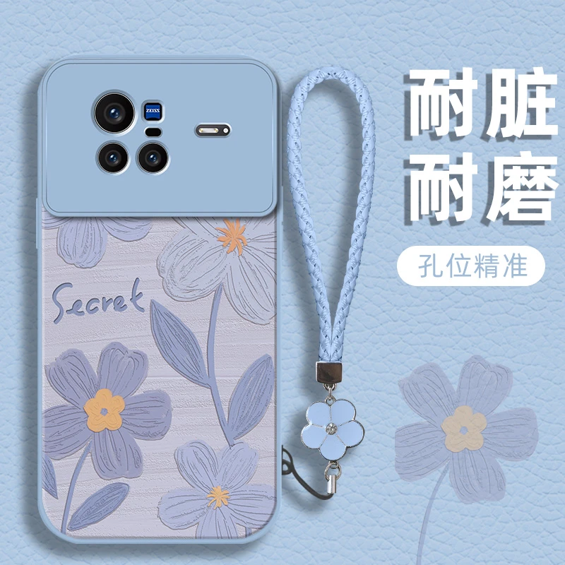 适用于vivox80/x80pro油画花文艺耐脏女款手机壳时尚卡通创意清新