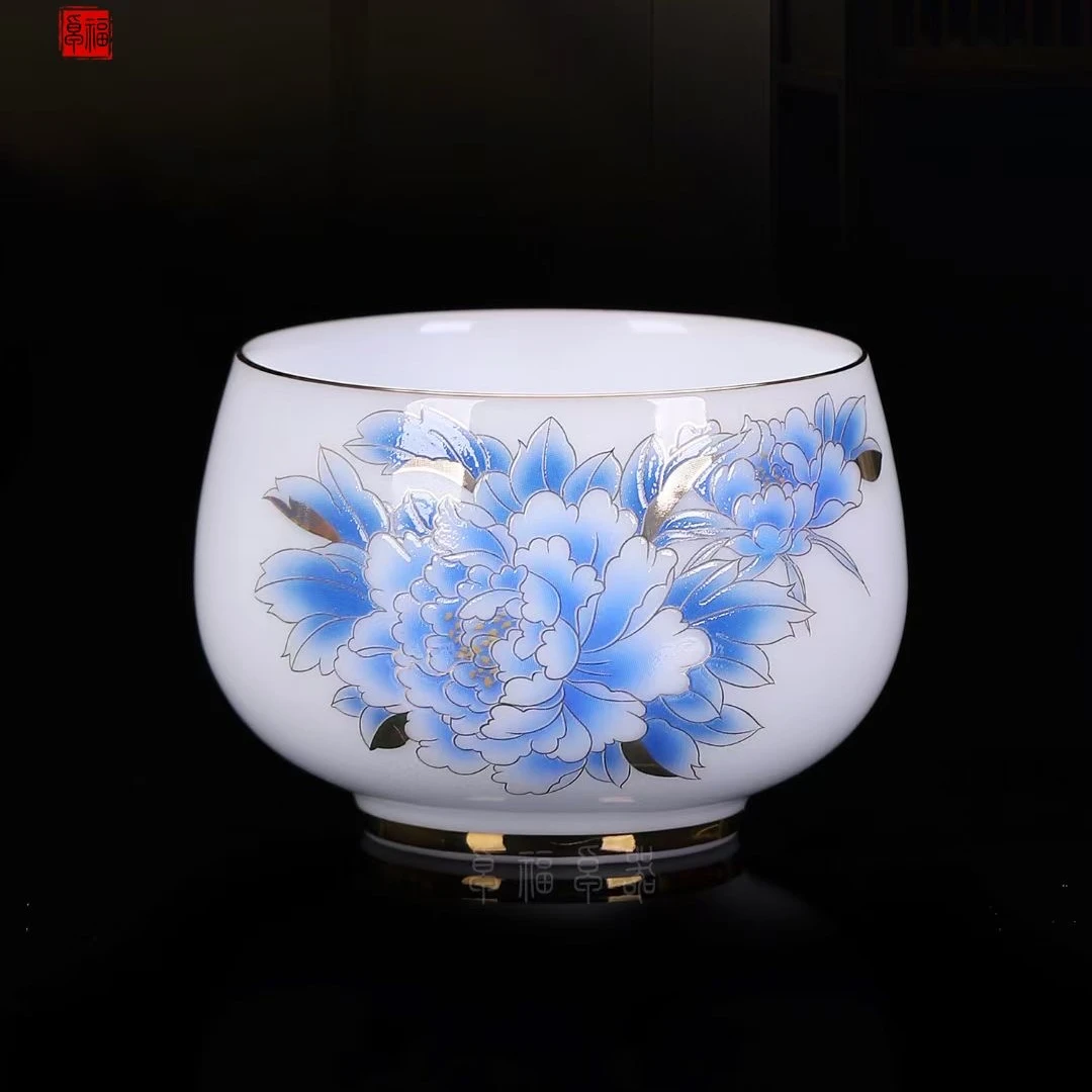 卓福冰种玉瓷禅定杯家用精美陶瓷茶具主人杯白瓷高档中式大号