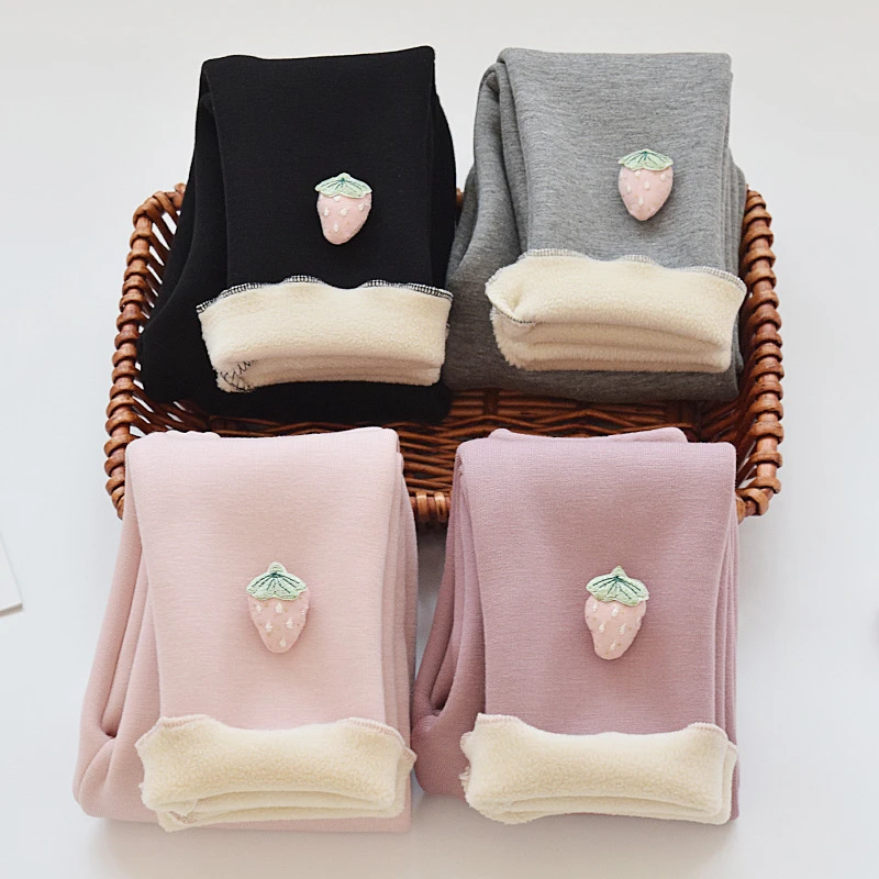 女童打底裤加绒加厚春秋洋气外穿女宝宝保暖儿童纯棉裤一体绒童裤