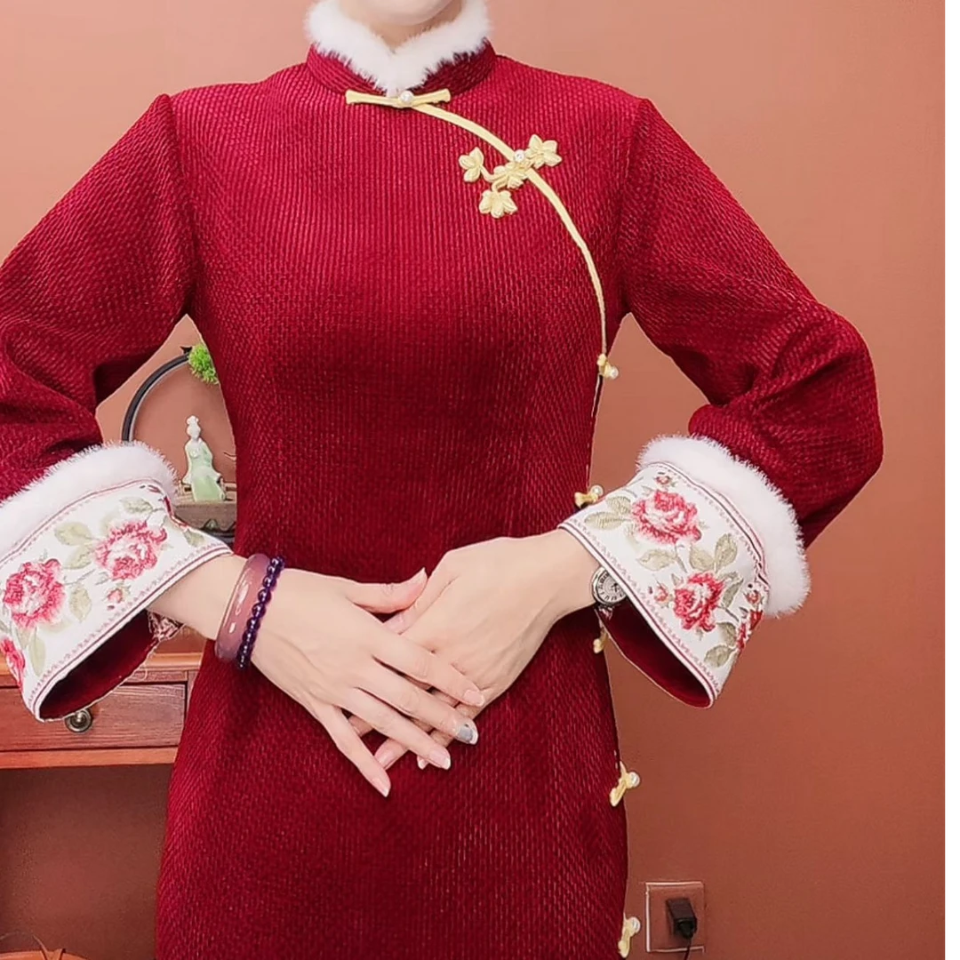 【寄相思】秋冬款上新加厚保暖时尚优雅温婉修身显瘦中国风旗袍