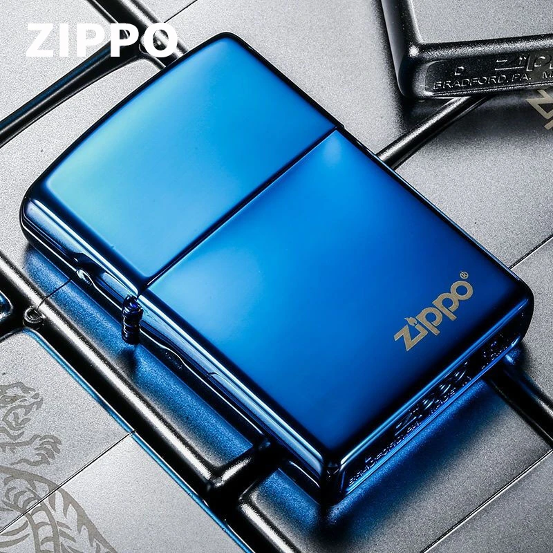 ZIPPO打火机太仓版150蓝冰男蓝色防风原装光面双面送礼TC9901US