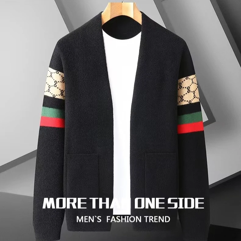 加肥加大码男毛衣秋冬青年大码男士针织衫披风外套胖子开衫外套套