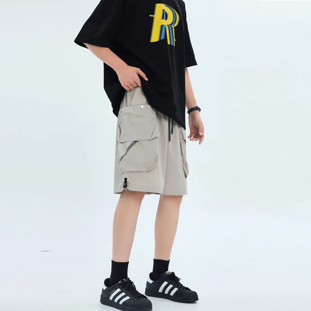 夏季中裤青少年时尚潮流简约百搭宽松工装加大码夏季休闲速干短裤