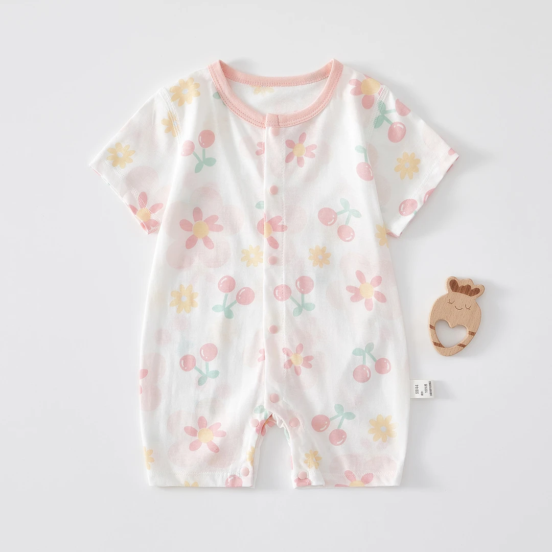 婴儿短袖连体衣纯棉无骨空调服夏天新生儿衣服夏季薄款女宝宝夏装