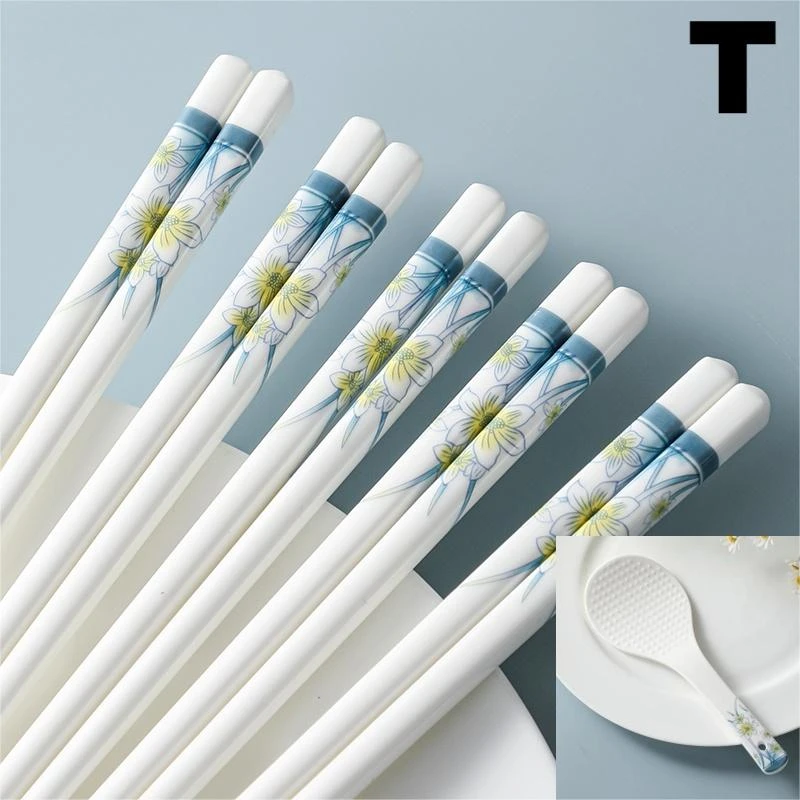 水仙花骨瓷筷子10双+饭铲（不带礼盒） 破损补发
