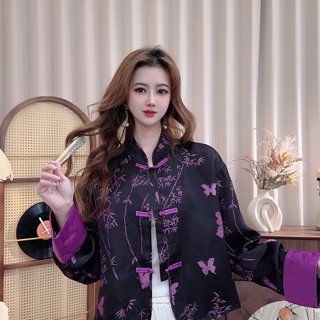 【亦枚】蝶迎竹语 新中式重磅老料55姆米盘扣国风外套上衣