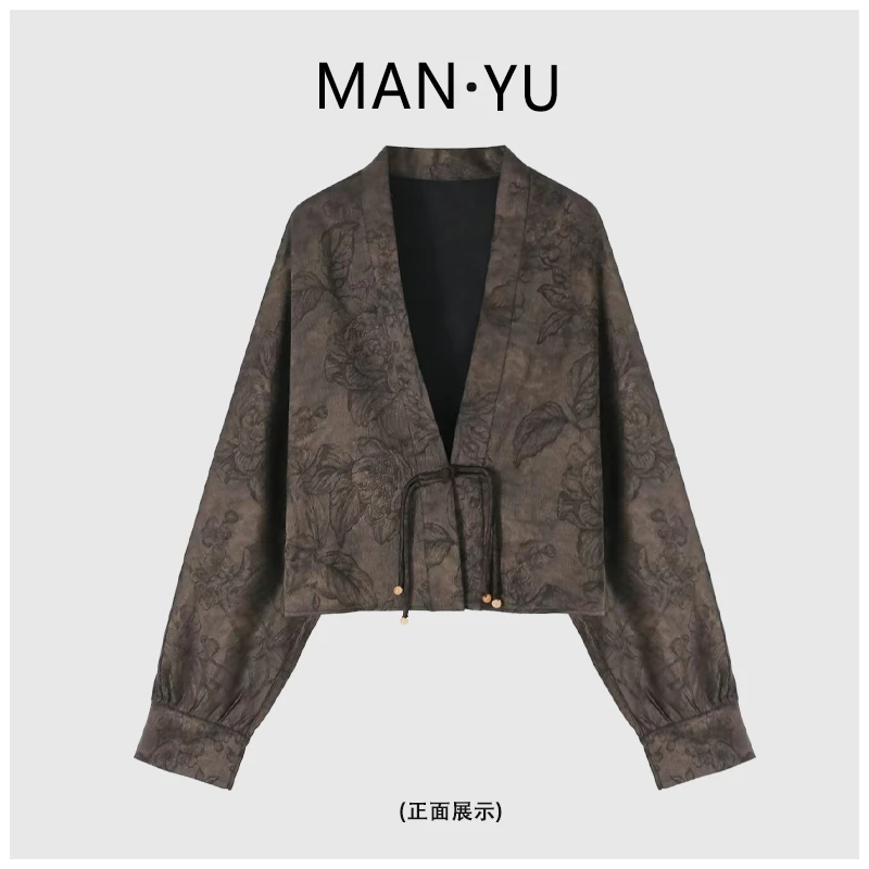 018 鎏金岁月 2024秋季新款新中式烫金提花双面双穿外套
