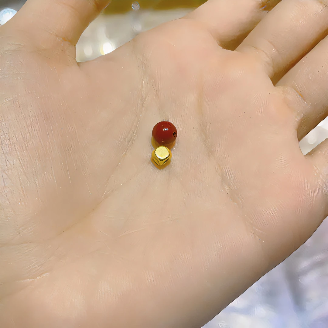 【足金999方糖金珠】 多单只发一颗玛瑙  项链赠送不售后 拍下默认