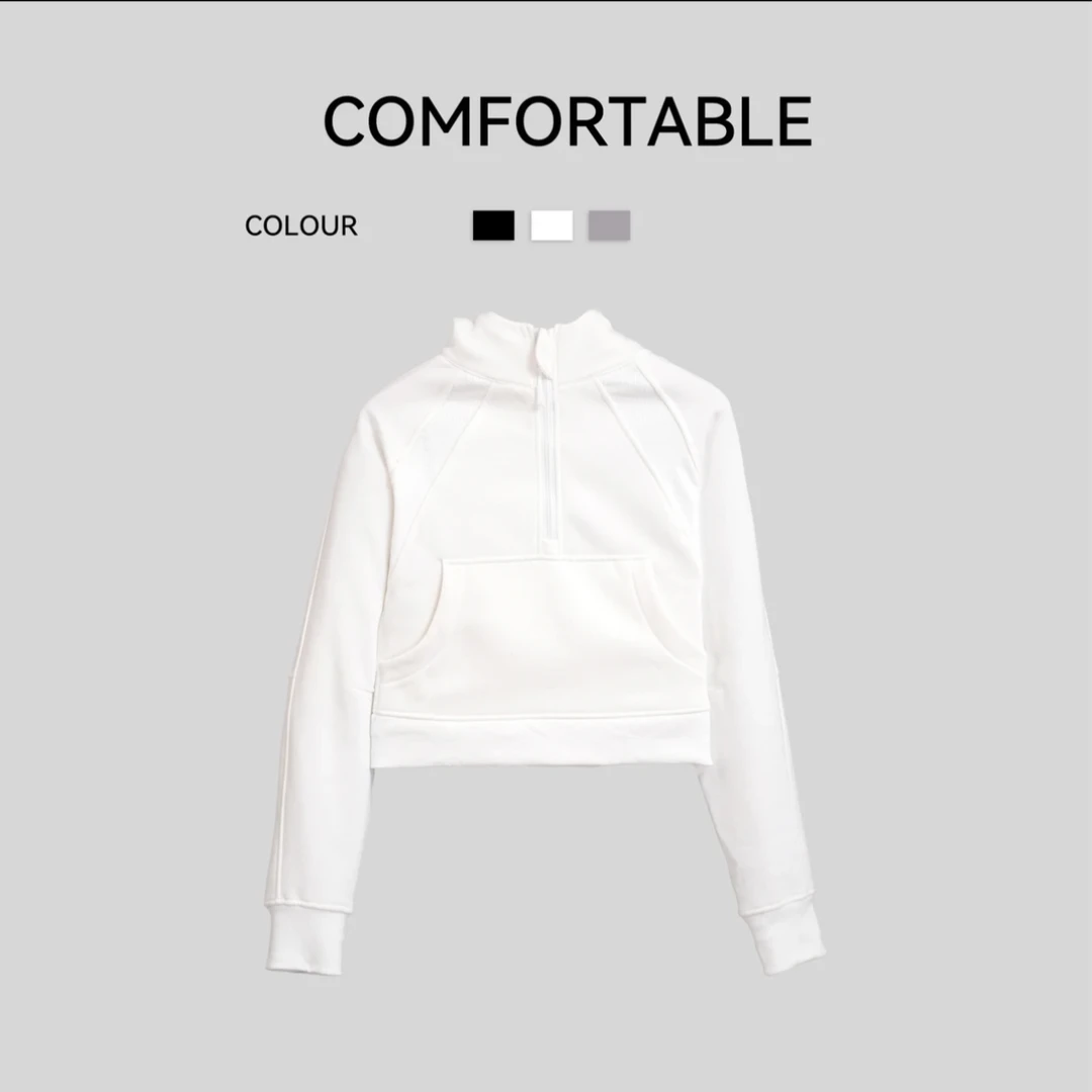 爆款~半拉链连帽卫衣秋冬加绒连帽运动衫宽松休闲健身显瘦外套韩