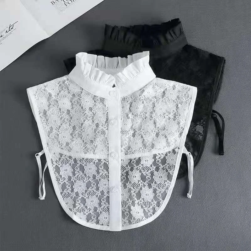 假领子女百搭假领配衣服的蕾丝花边衣领高领打底立领单独衬衫