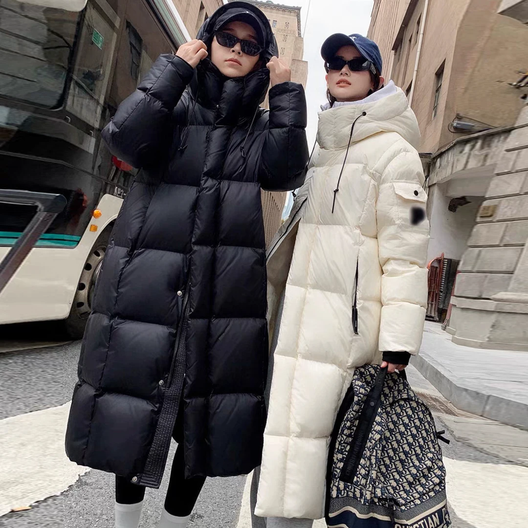 冬季大被子加厚长款宽松时尚黑金面包服连帽防风复古过膝棉服