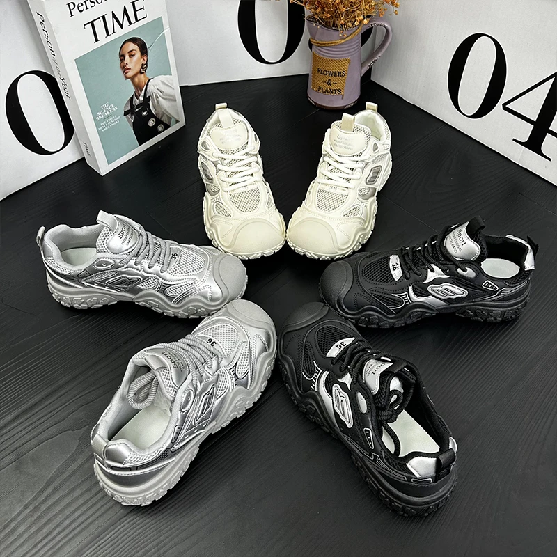 丑萌小众不撞款老爹鞋女鞋子2024新款夏季网面休闲户外登山运动鞋