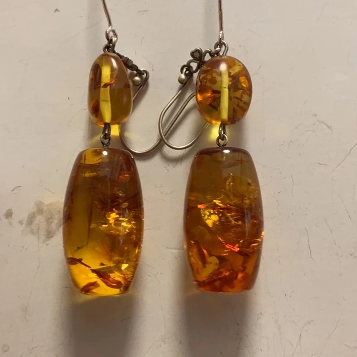 琥珀（花珀）戒指银S925镶嵌宝*琥珀