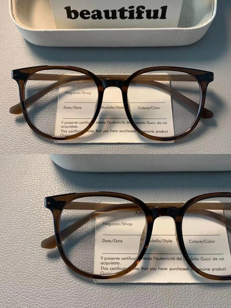 斯文高级栗子茶显白眼镜框帅气男可配近视纯欲圆框女平光防蓝光