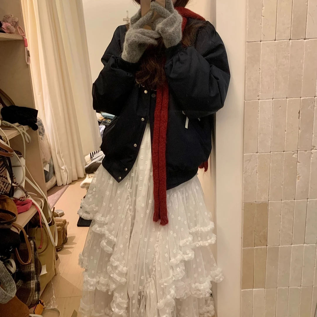 【真的很重工的蕾丝裙】2024秋冬新款韩版拼接冬季复古时尚蕾丝裙