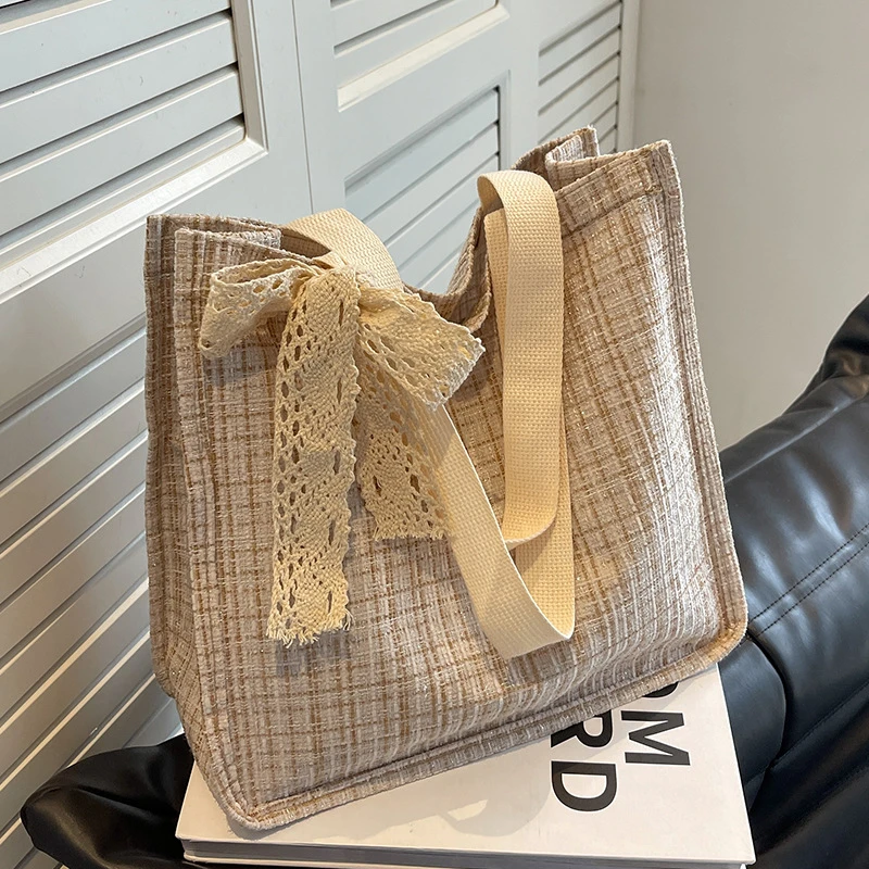 优雅实用手提大容量女单肩包孕检学生资料包考研考公补习包拎书袋