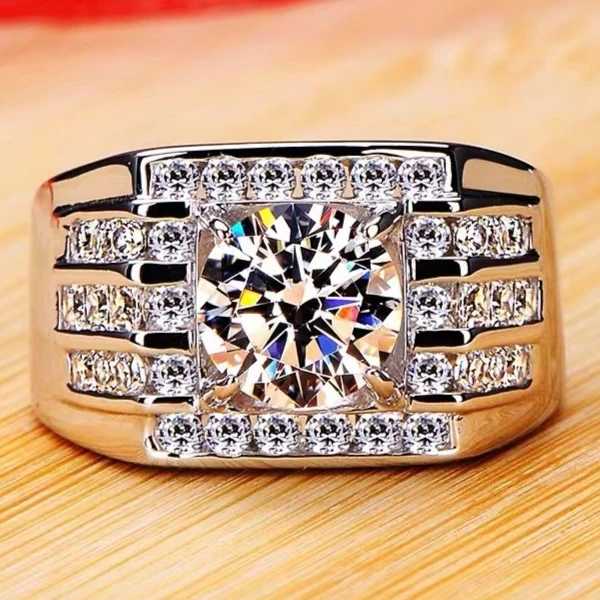 925银莫桑石戒指 【三生三世款】磨砂满钻莫桑戒排钻莫桑戒排钻窄版