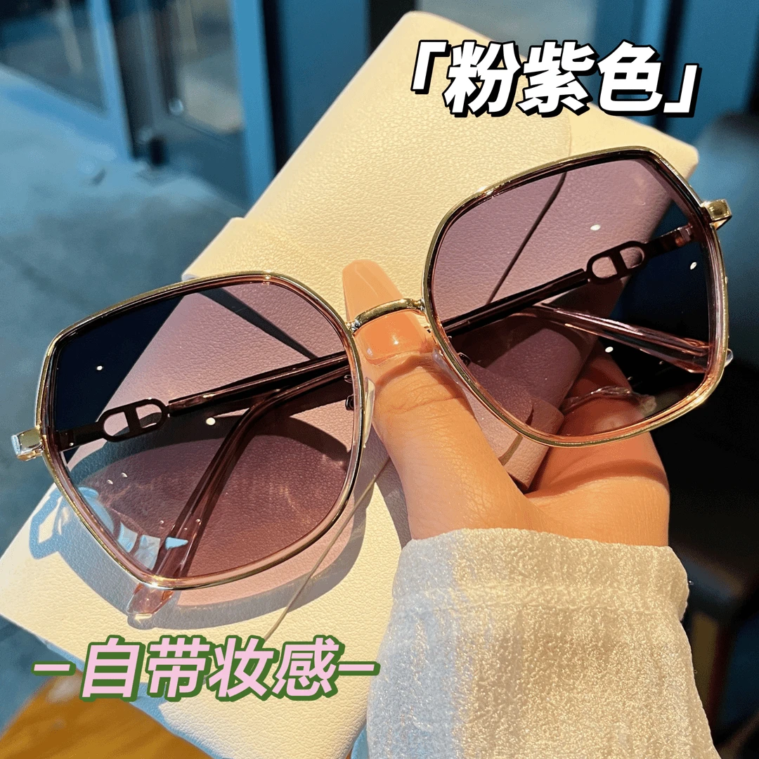 自带妆容感时尚墨镜防晒防紫外线2024年新款大脸显瘦偏光太阳镜