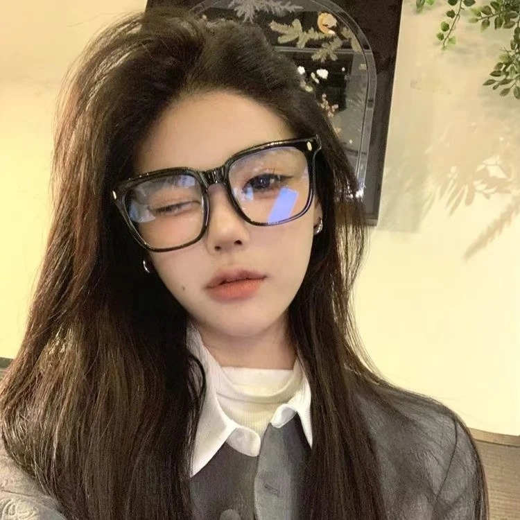 韩系黑框眼镜女大框近视可配度数大脸显瘦素颜神器眼睛镜架显脸小