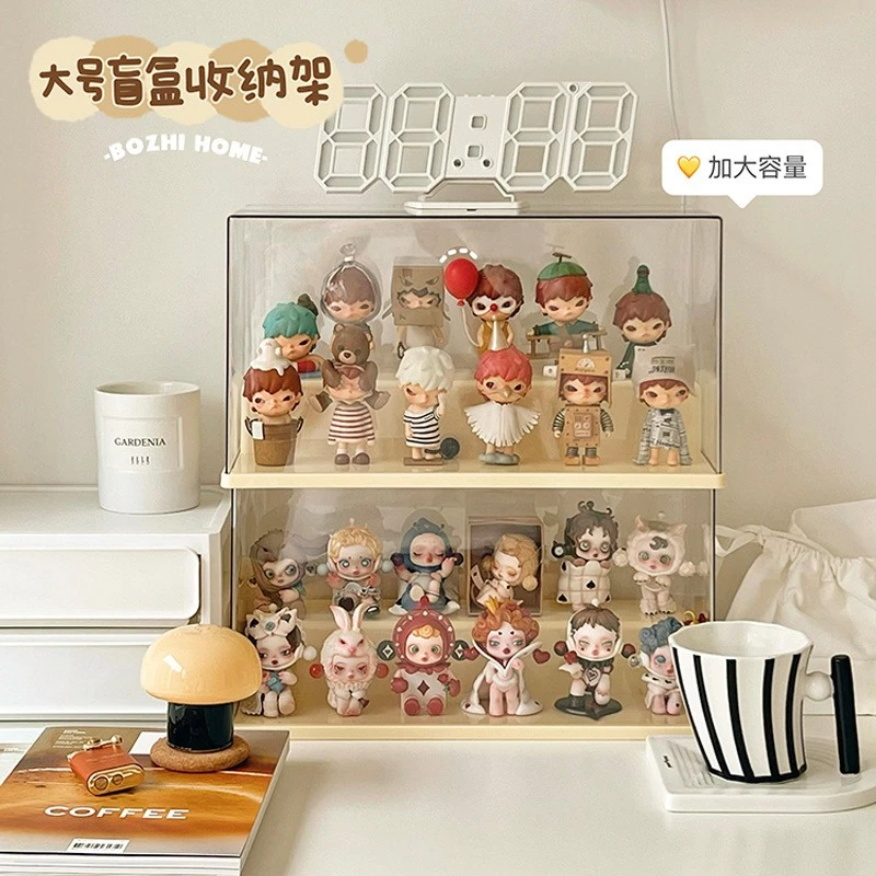 大容量收纳盒泡泡玛特乐高手办盲盒展示架防尘防潮阶梯透明展示盒