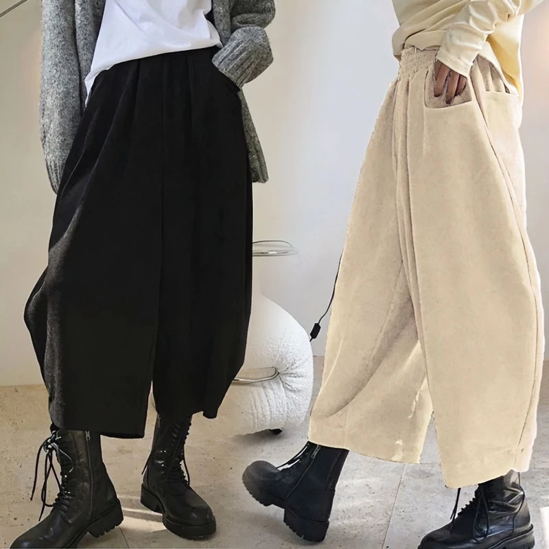 春秋季复古高腰宽松灯笼裤女大码时尚显瘦休闲阔腿裤设计感哈伦裤