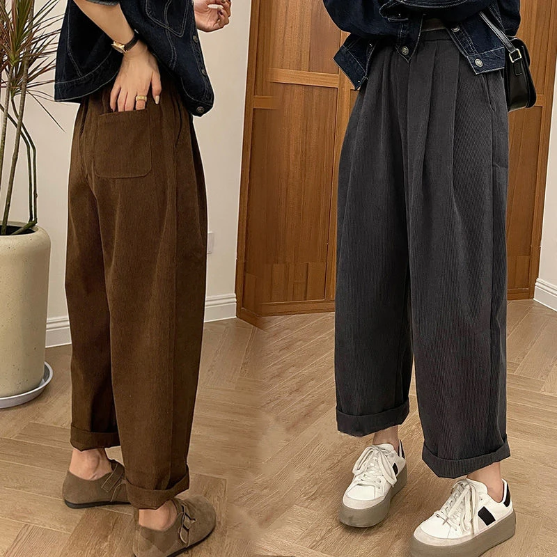 美拉德复古休闲裤爆款春秋款款梨形胖mm显瘦高腰宽松百搭直筒裤